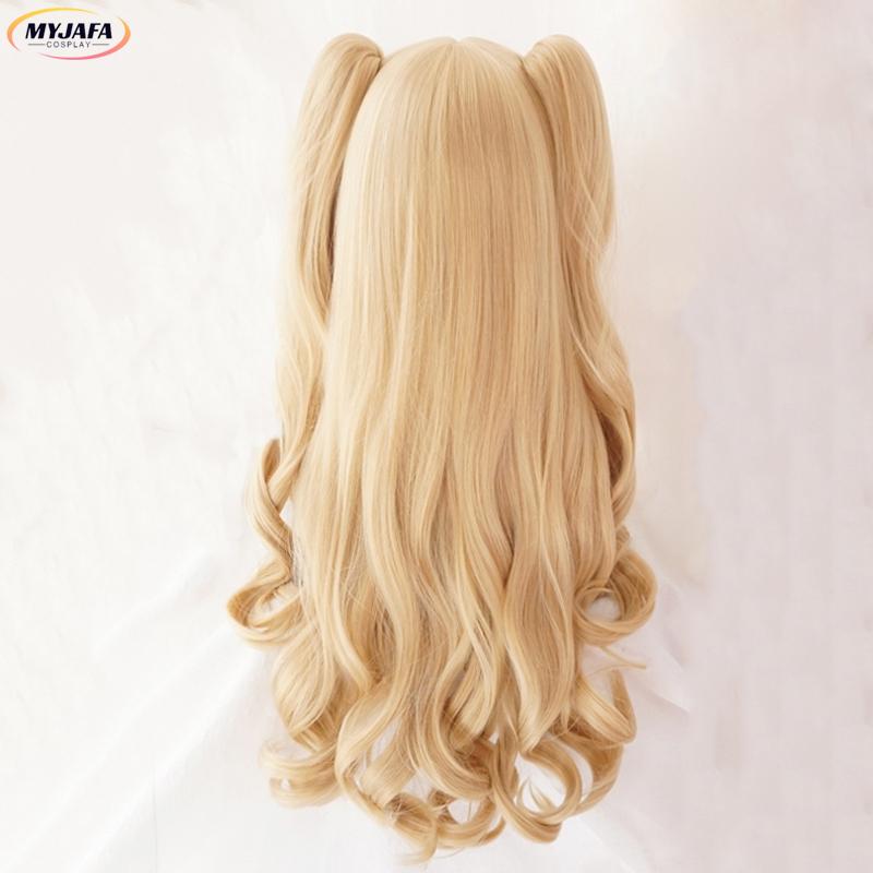 Ereshkigal Cosplay Wig Game Irkalla Ereshkigal Blonde Curly Ponytails Heat Resistant Synthetic Hair Halloween Wigs + Wig Cap