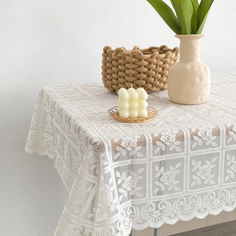 Lace Table Cloth Retro Mesh Tablecloth Rectangle Table Cover Photo Background Cloth Banquet Wedding Party Home Decor