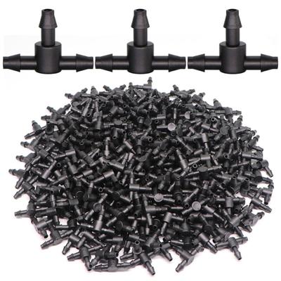 50pcs 1/4" Hose Dripper Water Tee Connector Plastic Barbed Pipe Tubing Watering Coupling Joint Garden Micro Drip Irrigation Tool