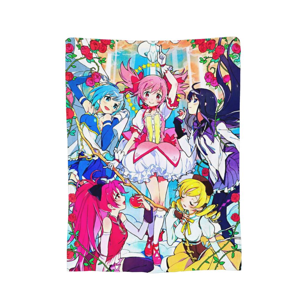 Puella Magi Madoka Magica Anime Blankets Fleece Summer   Multifunction Ultra-Soft Throw Blankets for Bedding Office Quilt