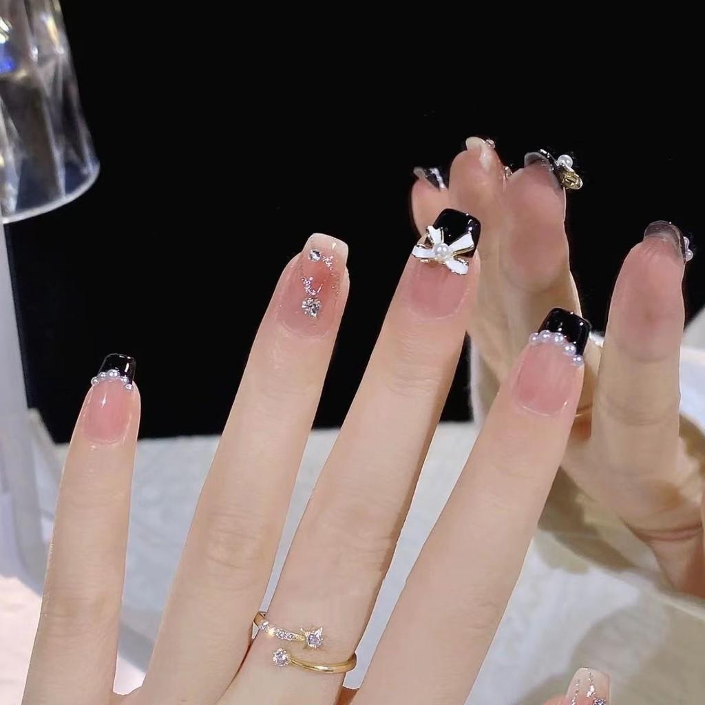 Wear Pure Manual Nail Enhancement Patch Powder Blusher Bride Nail Bow Sky Starry