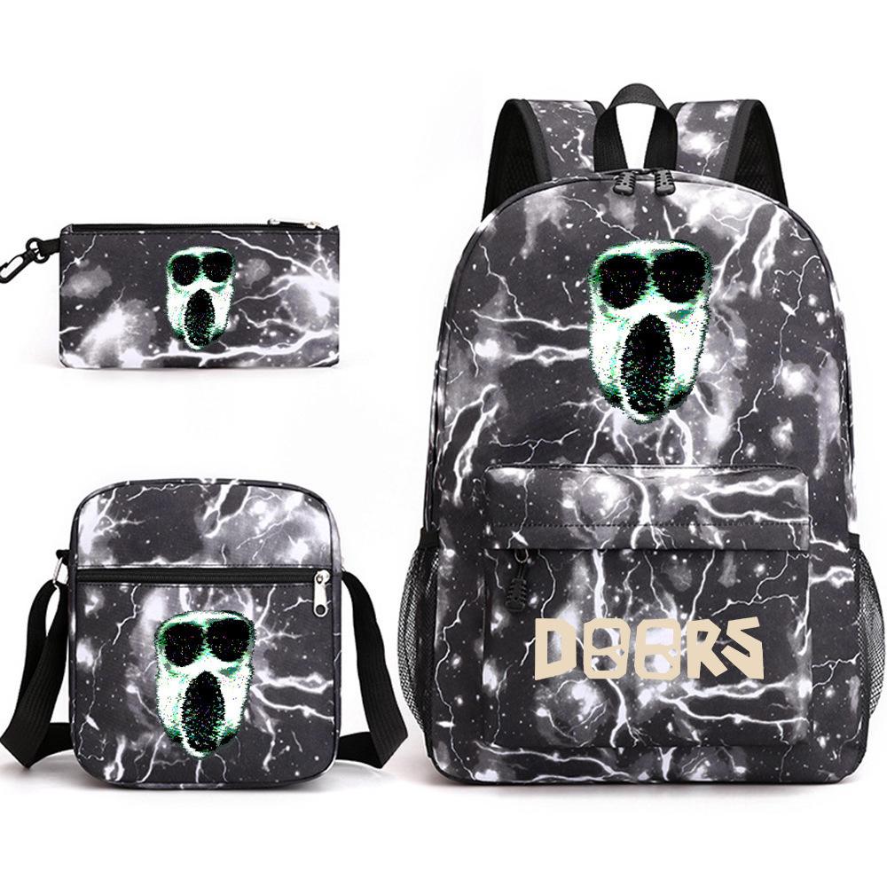 X Three-piece Schoolbag Printed Breathable Practical Backpack Large Capacity Oxford Bag
