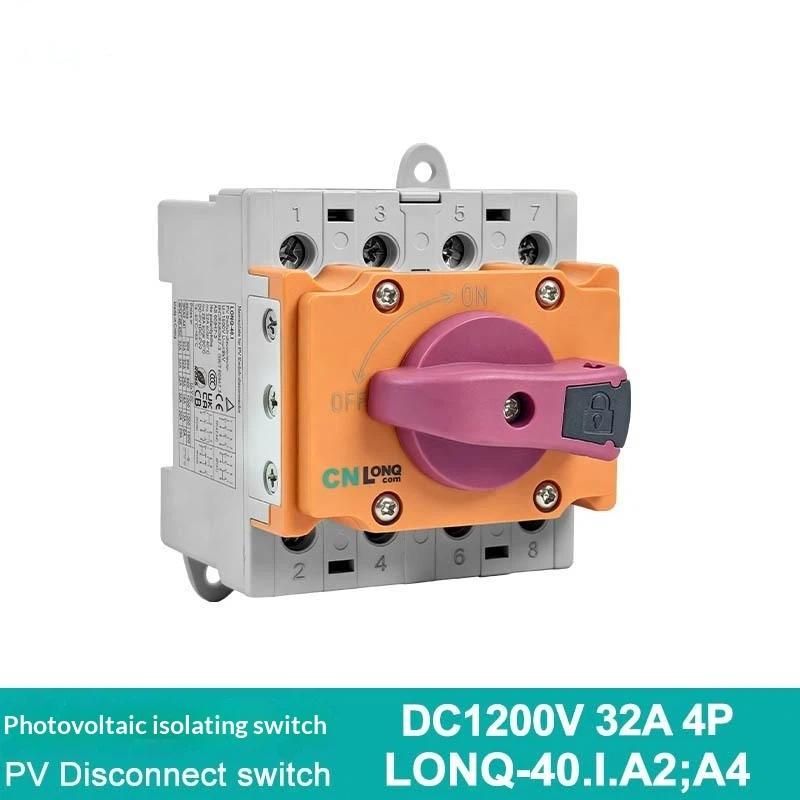 4P Din-Rail Mount Dc Isolator Rotary Switch 32A Dc 1200V Rotating Handle Disconnect Switch For Pv Distribution Box