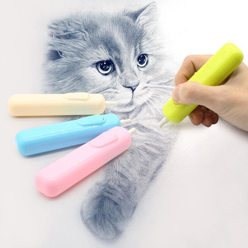 Random Color Automatic Battery Operated Eraser Electric Eraser School Supplies Leather Stationery Child Day Gift for Students