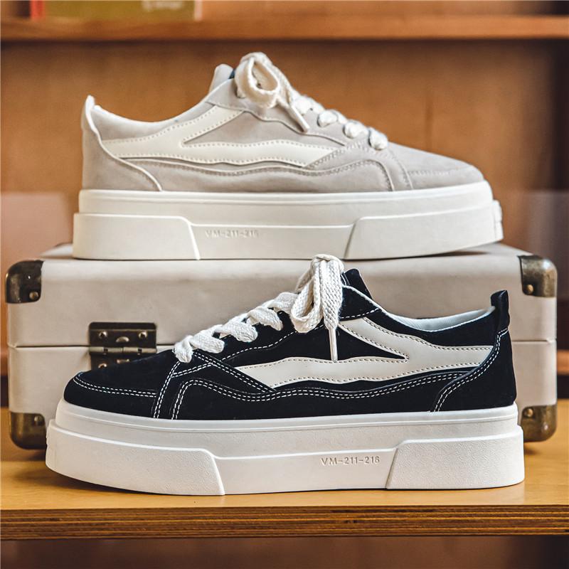 Nuova moda estiva scarpe da ginnastica casual da uomo con plateau tinta unita, blu cielo, grigio chiaro