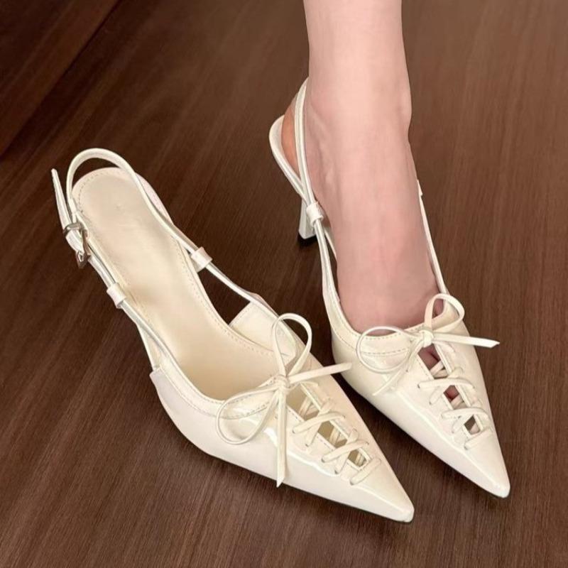 Small-scale Lace-up Pointed-toe High-heeled Sandals. New Style Thin-soled Platform Women's Shoes.