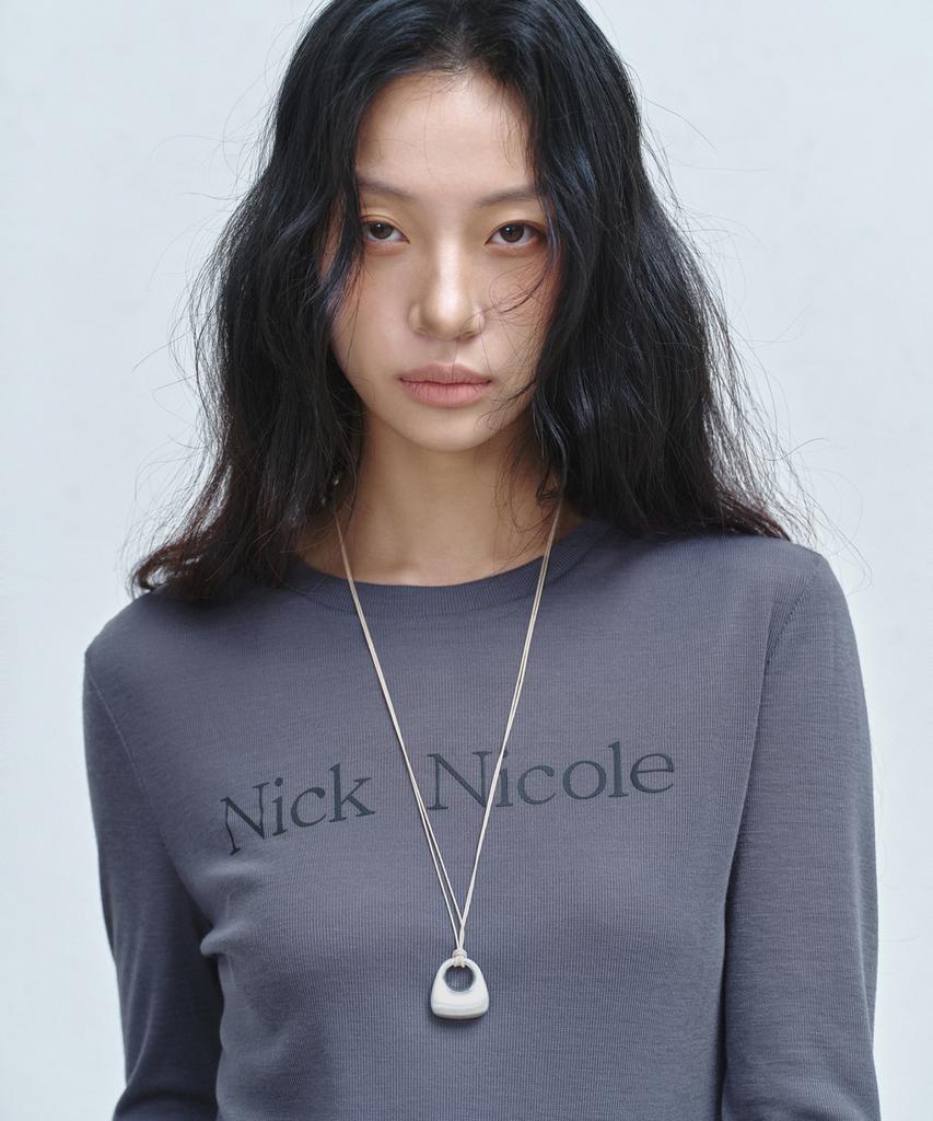 Nigaennikol Nicole Sheer Layered Logo Sleeve Top_Navy