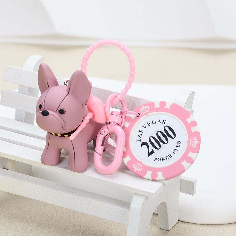 3D French Bulldog Keychain - Cute Dog Figurine for Bags & Cars, Small Gift Pendant