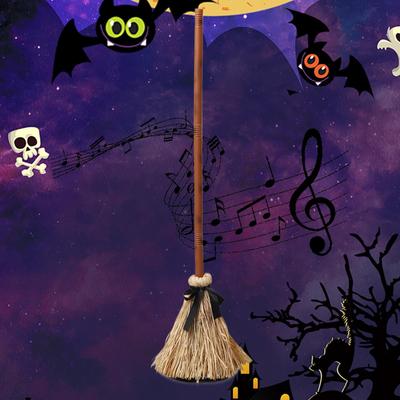 Halloweenský koště pro čarodějnice Pohyblivé koště 43,5 palce Pohyblivá dekorace s děsivými zvuky Koště pro čarodějnice Rekvizita pro Halloween párty
