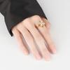 Geometric Flower Zircon Adjustable Ring For Women With Electroplated Copper Hand Jewelry