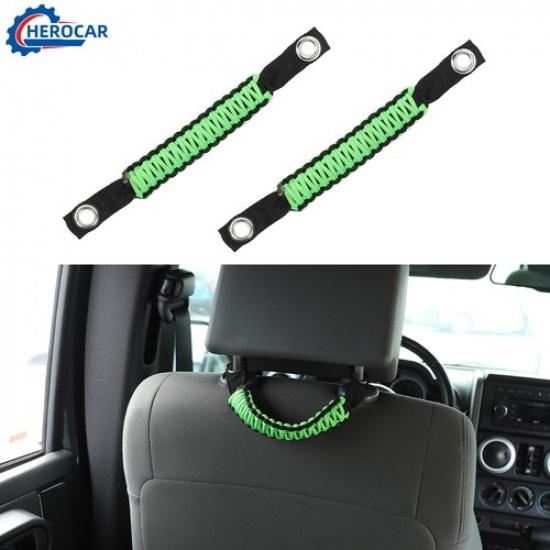 Headrest Roll Bar Grab Handles Paracord Grip Handle for 2007-2017 Jeep Wrangler