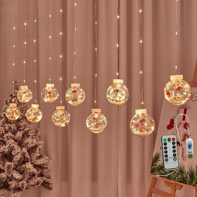 Weihnachtswunschkugel LED-Lichterkette: Kupferdraht Lichterkette für Schneemann & Weihnachtsmann Einkaufszentrum Fensterdekoration