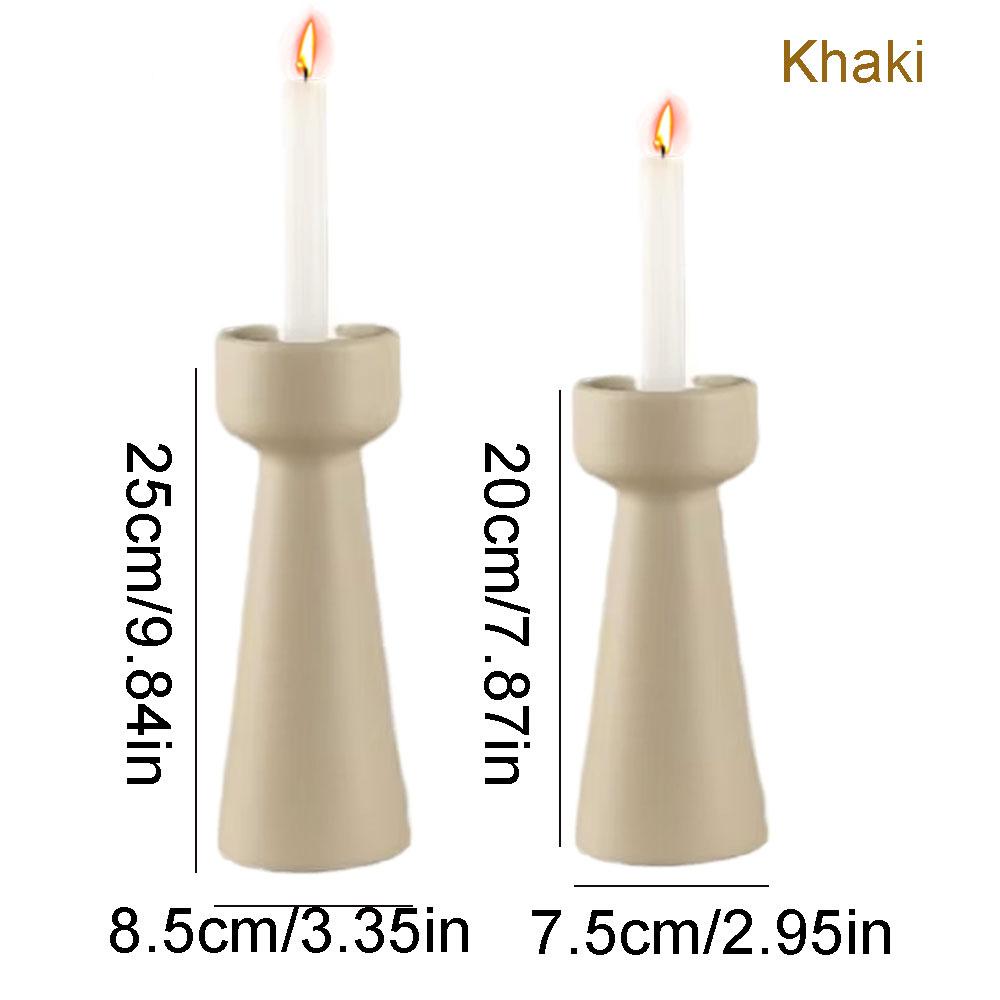 Lujoso juego de 2 candelabros de pilar Contenedor de vela perfumada Candelabros de cerámica para velas cónicas Grandes Pequeños Adorno de yeso Decoración artística para el hogar Regalos de boda