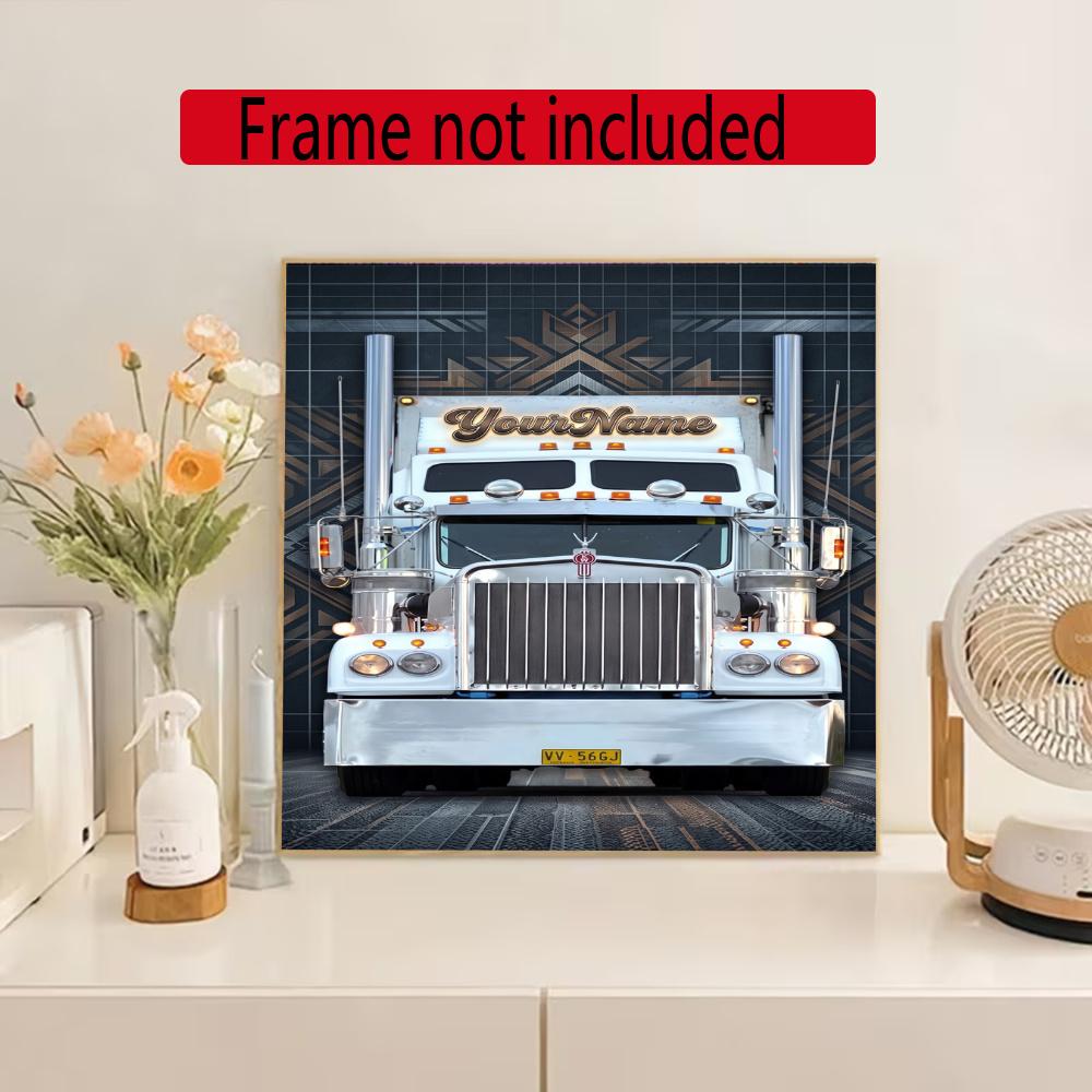 Peterbilt Heavy Trucks Customize Your Name Diamond Painting Round Diamond Diy Frameless Holiday Artwork Suitable For Home Office Wall Decoration