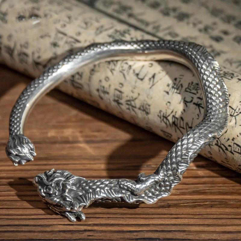 High End Full Dragon Bracelet with Dragon Pattern Silver Opening Bracelet and New Faucet Design