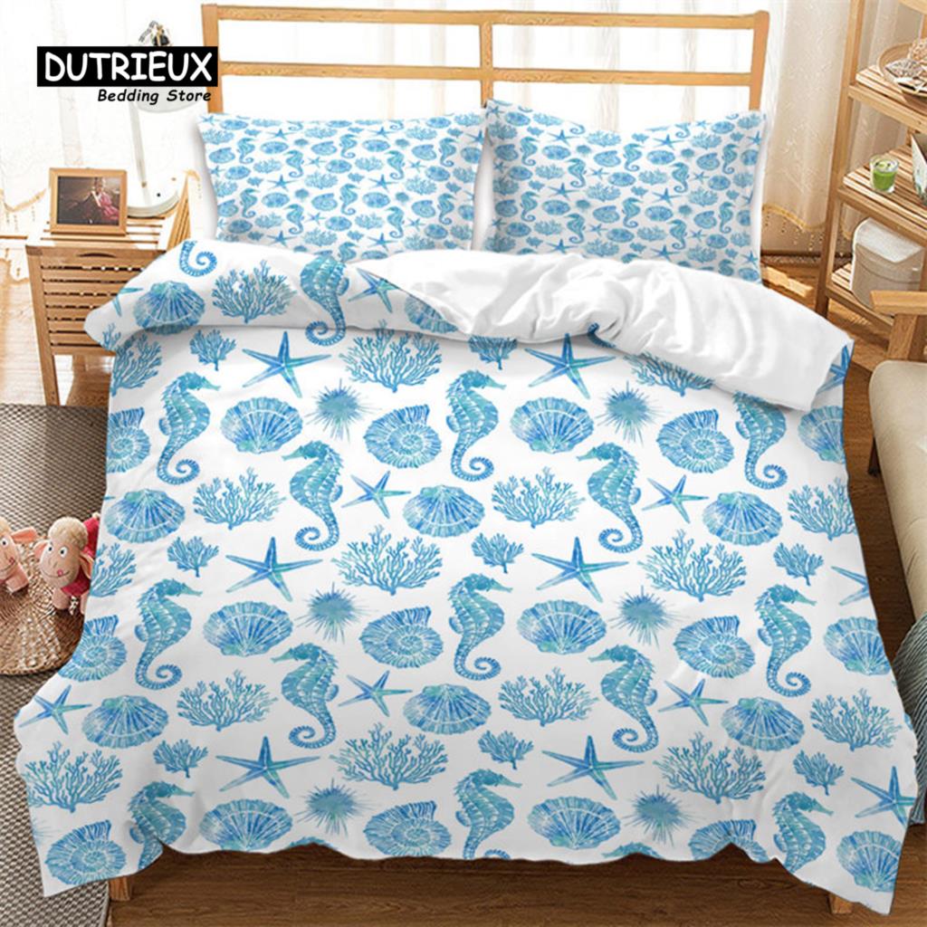 Dziecięca Kreskówkowa Poszwa na Kołdrę Mikrofibra Morze Podwodny Świat Poszwa na Kołdrę Pełna Dla Chłopców Dziewczynek Motyw Morski Zestaw Pościeli