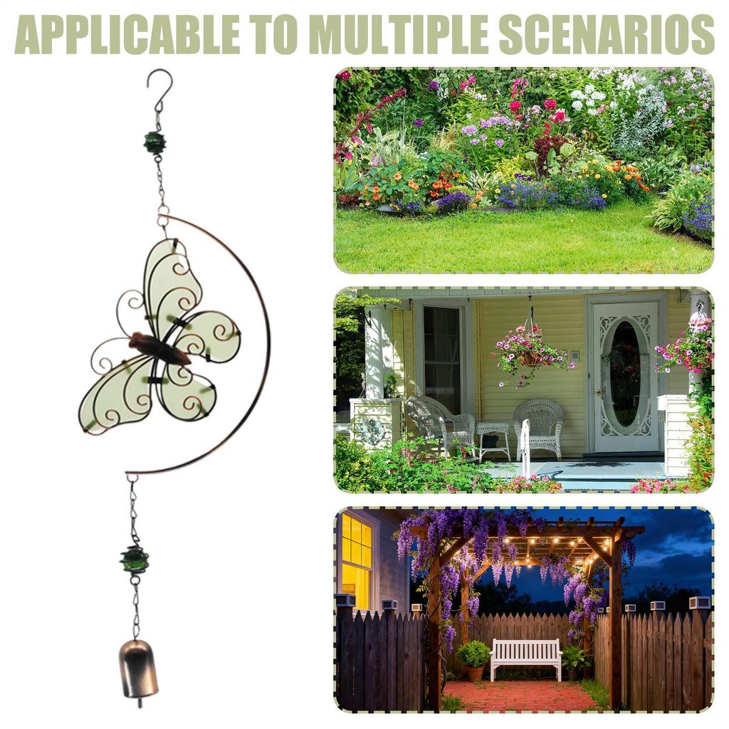 Solar Wind Chimes 2D Waterproof Dragonfly Glowing Decor Wind Chimes For Outside Solar Powered For Garden Yard Patio Porch