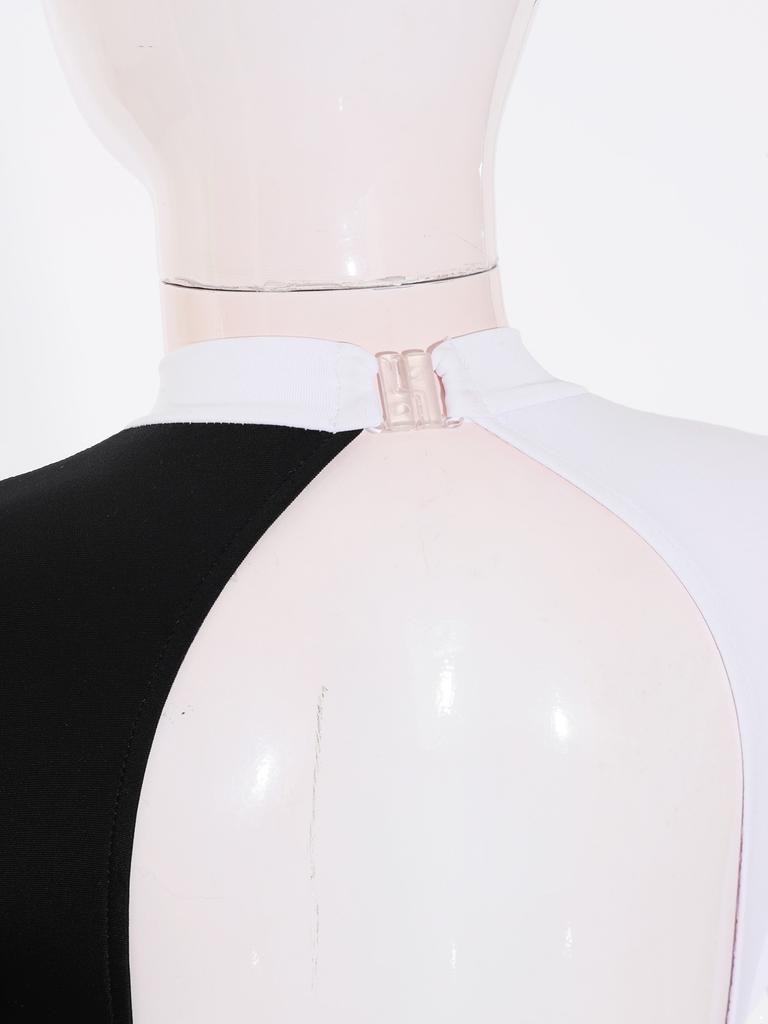 Abbigliamento sportivo per body da ginnastica per bambina, manica lunga, colletto tondo, senza schienale