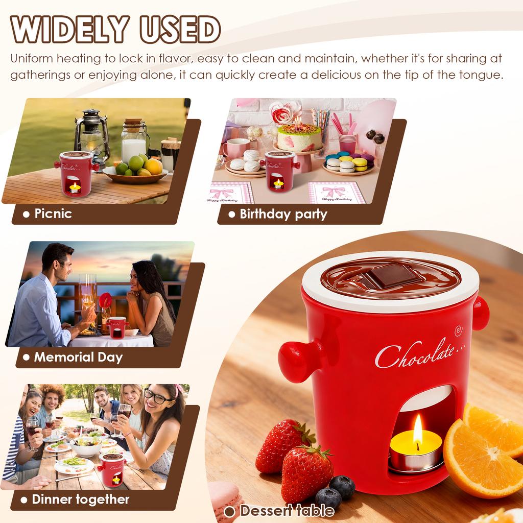 280ml Fondue Pots Fondue Mug Personal Mini Chocolate Cheese Ice Cream Fondue Maker Kit Individual Butter Melter Cup Small Warmer