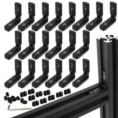 20 Stück/Satz Schwarz 2020 Serie L-Form Innen Eckverbinder Verbindungsbügel mit Schrauben für 20x20 Serie Aluminiumprofil