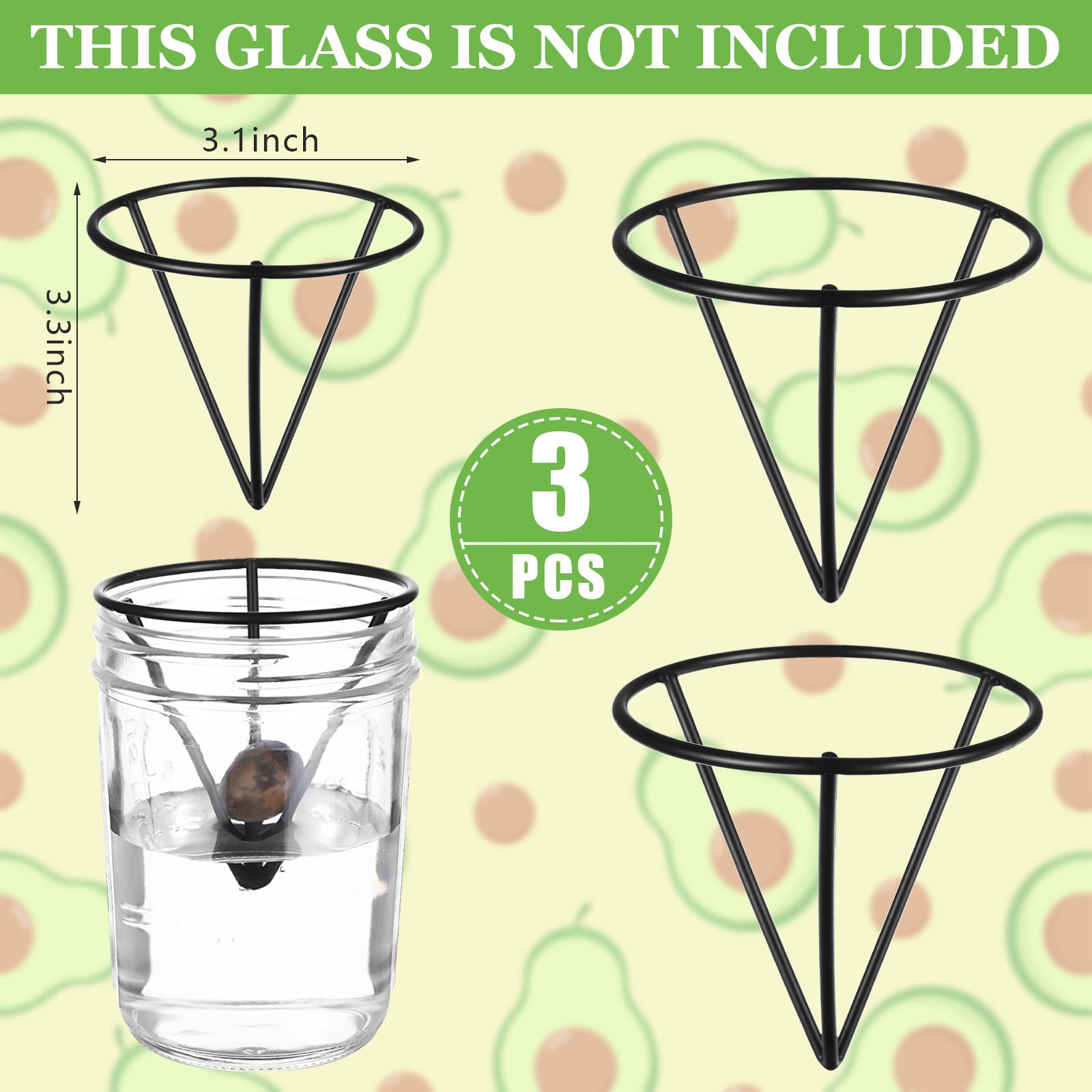 

3 шт. проращиватель авокадо наборы для выращивания деревьев авокадо конические металлические подставки треугольный кронштейн бамбуковое основание проращивание растений(черный) чёрный