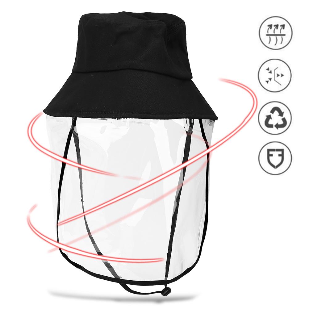 Baumwoll Outdoor Modischer Anti-Speichel-Hut mit durchsichtigem PVC-Gesichtsschutz zum Wandern Camping
