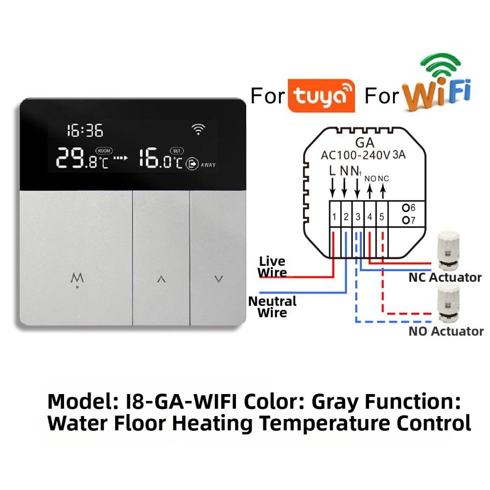 

For Tuya WiFi Smart Thermostat Electric Floor Heating TRV Water Gas Boiler Temperature Voice Remote Controller Googles Alexas