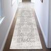 Distressed Boho Runner Area Rug Retro Medallion Design Non Slip Long Mat for Indoor Hallway Entrance Decoration