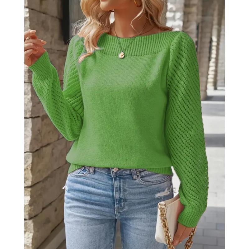 YYFS Women's Fashion Casual Spring Fall Solid Color Print Long Sleeve One Shoulder Sweaters