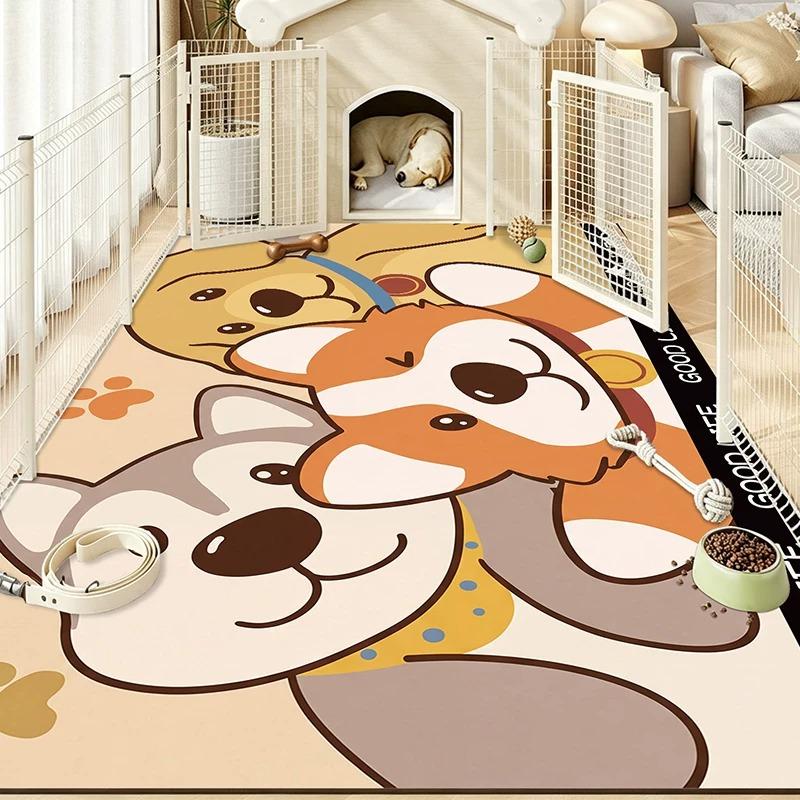 Cartoon Pet Rug Waterproof Urine-proof Scrubable Washable Rugs Cat Dog Kennel Fence Floor Mat Pvc Leather Mats Carpet Tapete