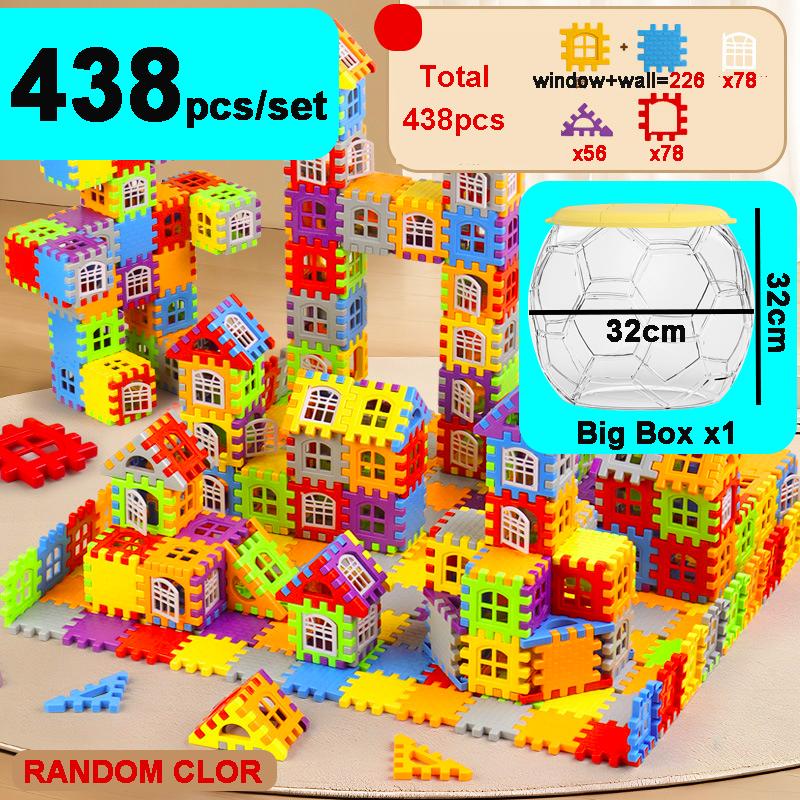 DIY Large Size Building Blocks Toy Simulated House Window with Big Capacity Storage Box Football Shape Small Seat Gifts for Kids