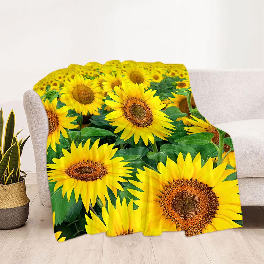 1pc Sunflower Field Bloom blanket Soft and Warm for Sofa Office Camping Travel Livingroom Great Gift for Friends and Family Comfortable All Seasons