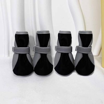 4pcs/set Warm Dog Cotton Shoes Reflection Wear-Resistant Anti-Slip Dog Shoes Anti-Scratch Thickened Dog Paw Protector Walking