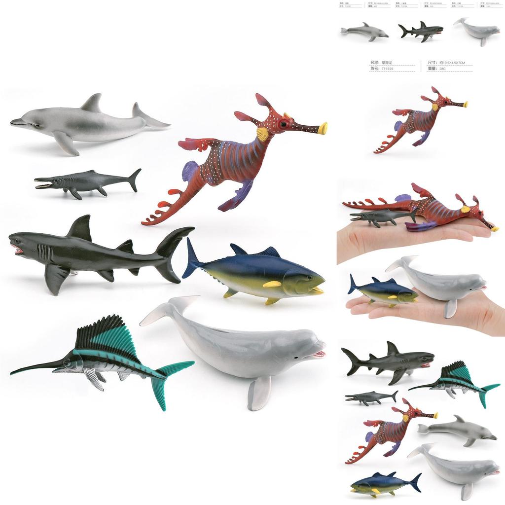 Lifelike Pvc Marine Animal Figurine White Whale Shark Sea Dragon Sailfish Tuna Decor