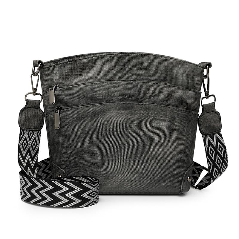 

Многослойная сумка-ведро Женская винтажная сумка через плечо Многофункциональная сумка кроссбоди чёрный