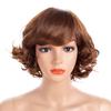 Synthetic Fluffy Wigs for Women Short Hair Mix Blond Brown Natural Hairstyle Curly Wigs Bob Mommy Wig With Side Bangs Heat Resistant Fiber