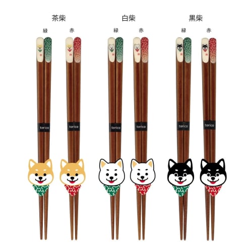 Tanaka Hashiten Shiba Inu Arabesque Tensuke Chopsticks, Brown Shiba Inu, Red, 23cm, Made in Japan, Natural Wood, Non-Slip, Non-Slip, Chopsticks for Me