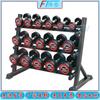 Fenta Rubber Coated Fixed Dumbbell Set with Rack
