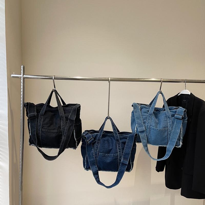 Sac en Denim Vintage Sac à Bandoulière pour Femme Sac Cabas de Commute Sac de Shopping