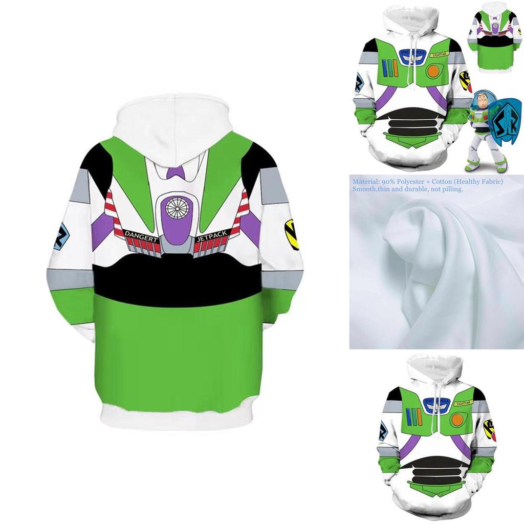 Toy Story Buzz Rakeťák Grafická Mikina s Kapucí Cosplay Kostým Měkký Prodyšný Pulovr