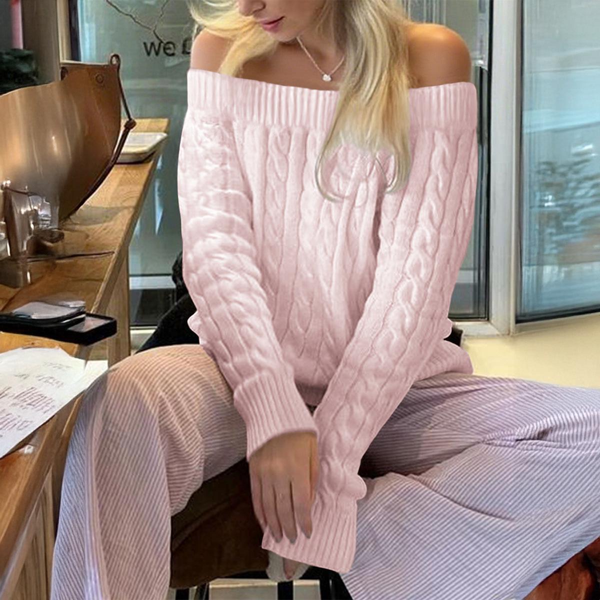 

Повседневный Комфортный Однотонный Свитер-жилет с длинным рукавом Шерстяной Женская одежда Осень Зима S розовый