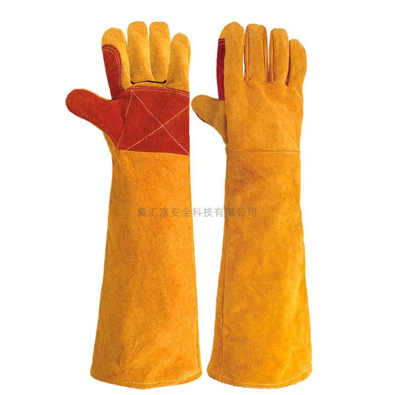 Heavy Duty Welding Gloves 60cm Extra Long Full Lined Cowhide Leather With Cotton Padding Heat Resistant Abrasion Proof