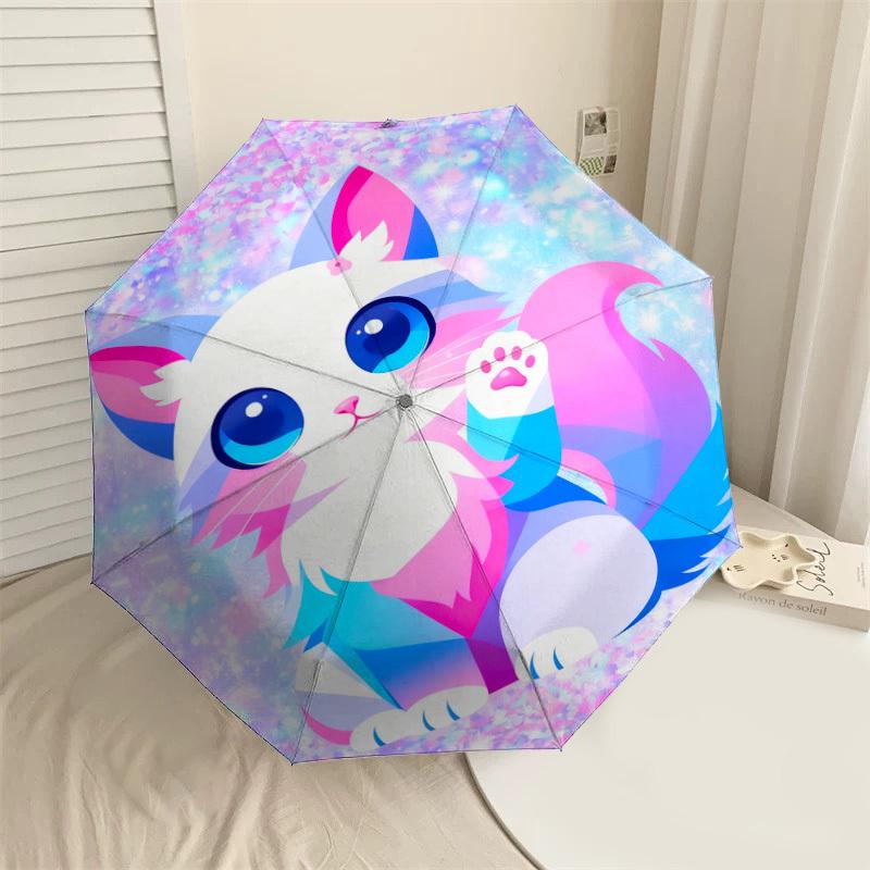 1pc Cat Fantasy Pattern Umbrella Design Automatic Opening and Closing Umbrella, High-quality Travel Umbrella,  c1128185