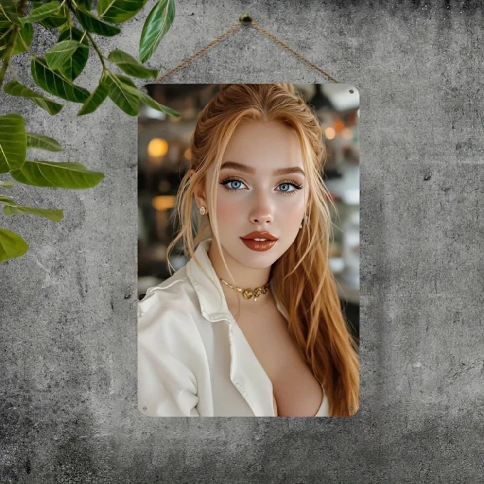 Vintage Metal Tin Sign Art Deco Wall Decor with Butterfly Flower for Living Room