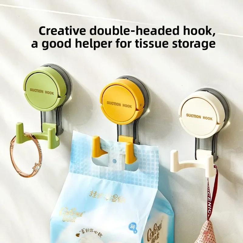 1-5Pcs Strong Vacuum Suction Cup Hooks-Reusable Waterproof No Punching,Single/Double for Bathroom Kitchen,Towel Clothes Hanger
