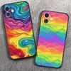 Rainbow Phone Case For IPhone 17 Air 16 15 14 13 Pro Max 11 12 Black Silicone Cover