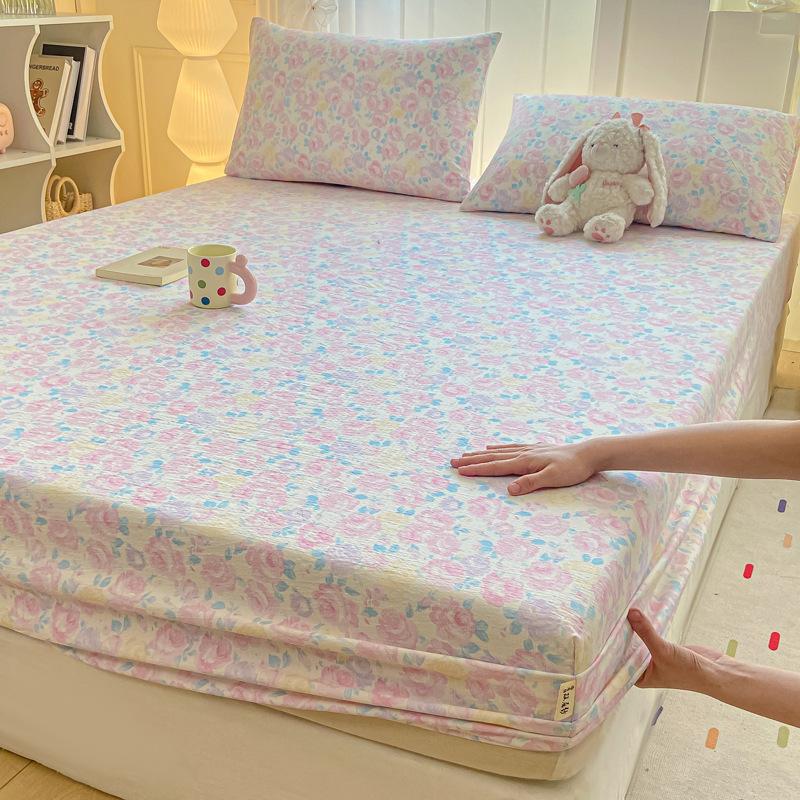 Bettlaken, Spannbettlaken, Studentenwohnheim Baumwoll-Steppdecken, Kinder Cartoon Doppellagiges Garn Spannbettlaken, Matratzenschoner, Kissenbezüge