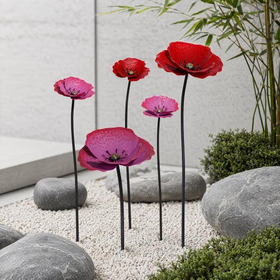 Yousheng 2Pcs Metal Flowers for Outside, Decorative Garden Stakes, Flower Bed Decor Plant Stakes, Metal Art for Outside, Outdoor Yard Art for Lawn