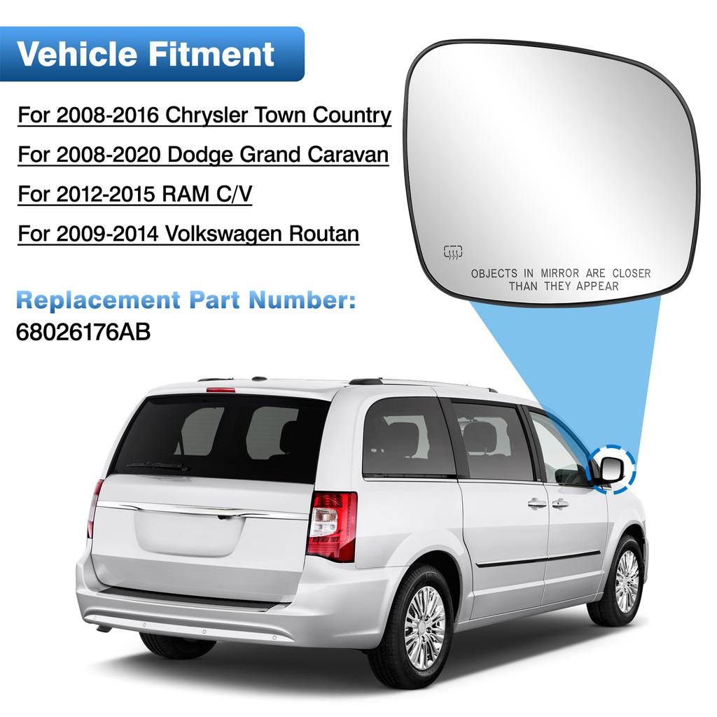 Szkło Lusterka Bocznego Podgrzewane Lewe Prawe Drzwi Lusterko Wsteczne Dla 2008-2016 Dodge Grand Caravan Dla Chrysler Town & Country