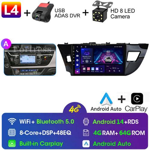 Android 14 2 Din Car Radio for Toyota Corolla Ralink 2014-2016 Multimedia Video Player Navigation MP5 Stereo Carplay Head Unit